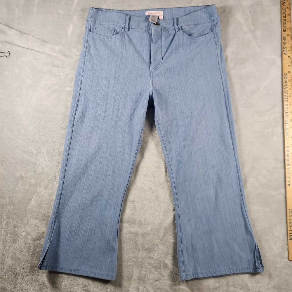 Fresh Produce Jeans Womens XL Quilted Eye Denim Capri Skinny Peri Blue Cropped